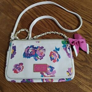 Betsey Johnson Floral Crossbody Bag - White and Pink
